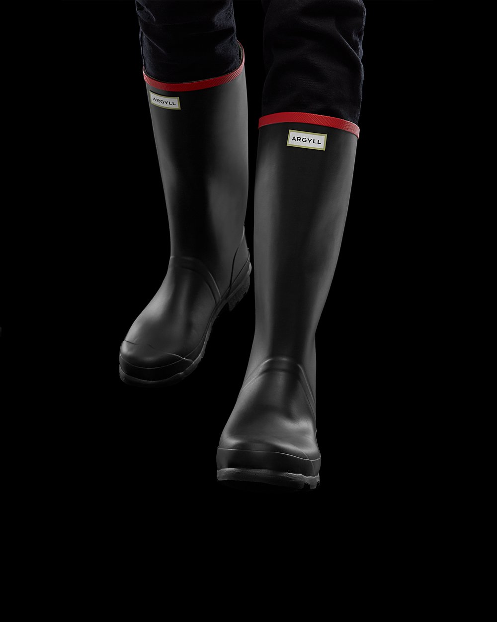 Womens Tall Rain Boots - Hunter Argyll Full Knee (37DUYGCIE) - Black